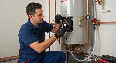 Now Plumbing technician performing residential plumbing repair